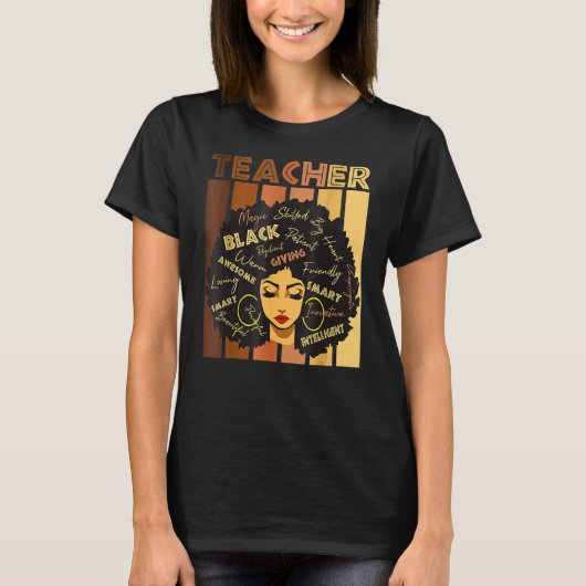 Black Smart Teacher Afro Love Melanin African Amer T-shirt (Voorkant)