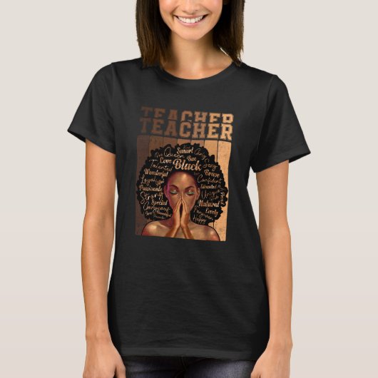 Black Smart Teacher Afro Love Melanin African Amer T-shirt (Voorkant)