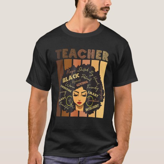Black Smart Teacher Afro Love Melanin African Amer T-shirt (Voorkant)