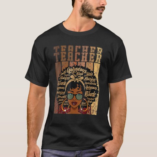 Black Smart Teacher Afro Love Melanin African Amer T-shirt (Voorkant)