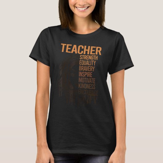 Black Smart Teacher Afro Love Melanin African Amer T-shirt (Voorkant)