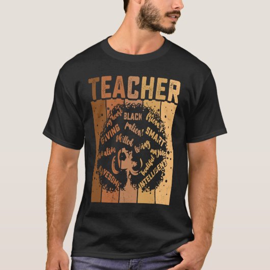 Black Smart Teacher Afro Love Melanin African Amer T-shirt (Voorkant)