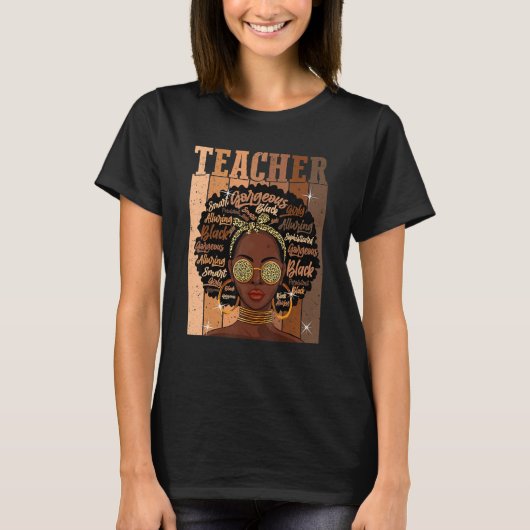 Black Smart Teacher Afro Love Melanin African Amer T-shirt (Voorkant)