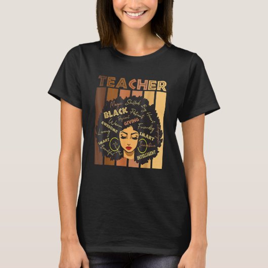 Black Smart Teacher Afro Love Melanin African Amer T-shirt (Voorkant)