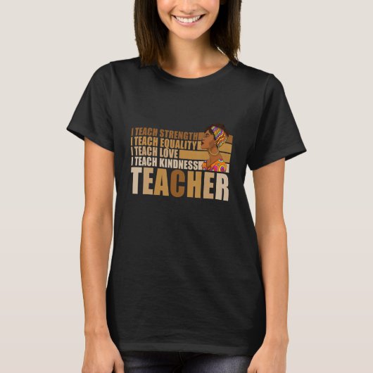 Black Smart Teacher Afro Love Melanin African Amer T-shirt (Voorkant)