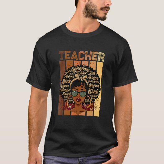 Black Smart Teacher Afro Love Melanin African Amer T-shirt (Voorkant)