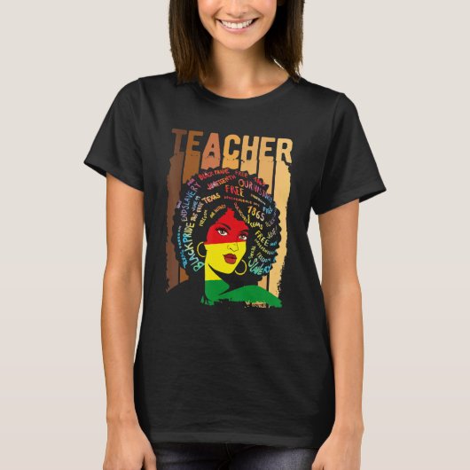 Black Smart Teacher Afro Love Melanin African Amer T-shirt (Voorkant)