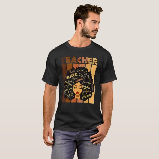 Black Smart Teacher Afro Love Melanin African Amer T-shirt (Voorkant volledig)