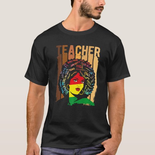Black Smart Teacher Afro Love Melanin African Amer T-shirt (Voorkant)