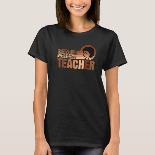 Black Smart Teacher Afro Love Melanin African Amer T-shirt (Voorkant)