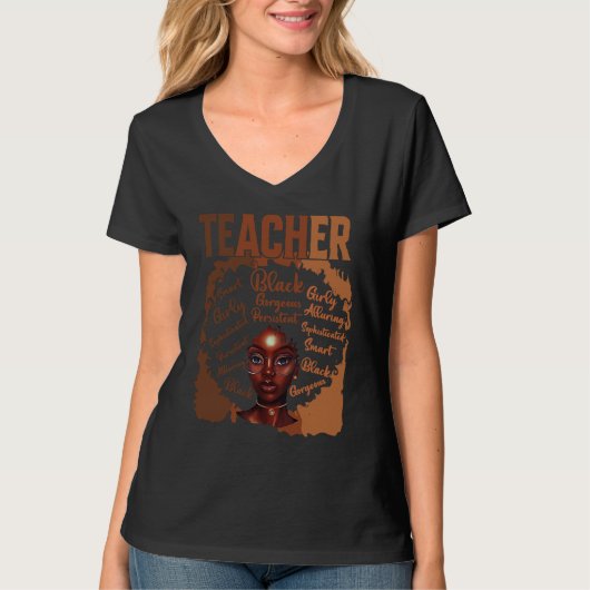 Black Smart Teacher Afro Love Melanin Women Black  T-shirt (Voorkant)