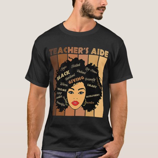 Black Smart Teacheru2019s Aide Afro Diva African A T-shirt (Voorkant)