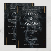 Black Smoke Gold  bruiloft Kaart (Voorkant / Achterkant)