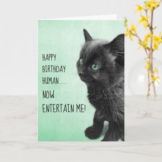 Black Smoke Kitten Kaart (Gele Bloem)