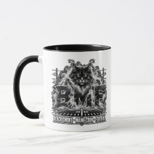 Black Smoke Maine Coon Voetbal Grunge Kunst Mok