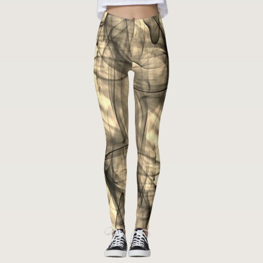 Black Smoked Shadows Spooky Cool Modern Halloween Leggings (Voorkant)