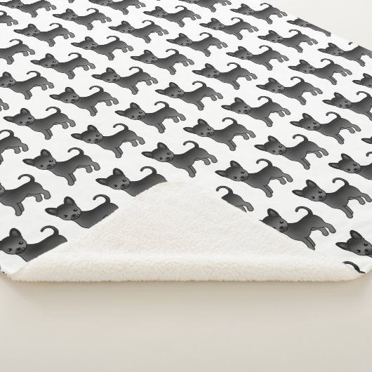 Black Smooth Coat Chihuahua Cartoon Dog Pattern Sherpa Deken (3/4)