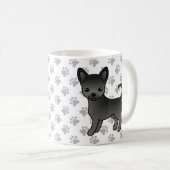 Black Smooth Coat Chihuahua Cartoon Dog & Paws Koffiemok (Voorkant rechts)
