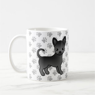 Black Smooth Coat Chihuahua Cartoon Dog & Paws Koffiemok