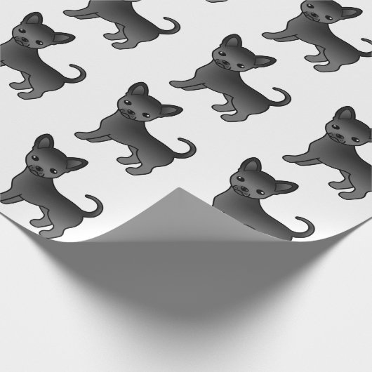 Black Smooth Coat Chihuahua Cute Dog Pattern Cadeaupapier (Hoek)