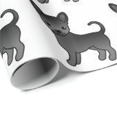 Black Smooth Coat Chihuahua Cute Dog Pattern Cadeaupapier (Rol Hoek)
