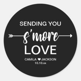 Black S'more Trouwgunst Ronde Sticker