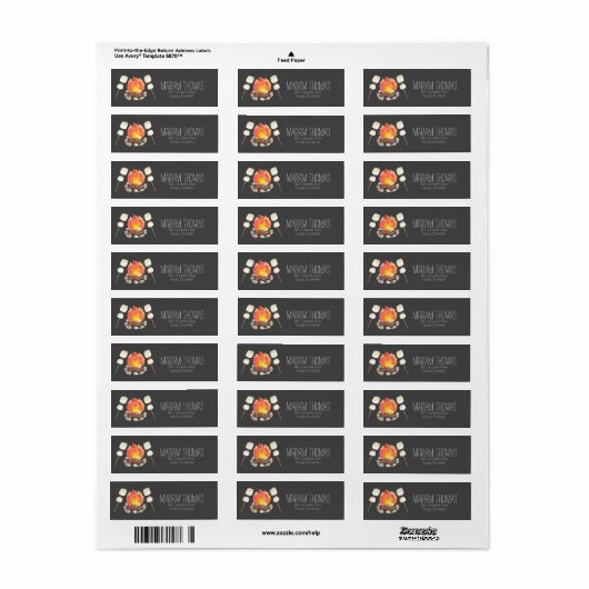 Black smores camping retour adres label (Full Sheet)