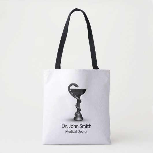 Black Snake Bowl Hygieia Medical White Caduceus Tote Bag (Voorkant)