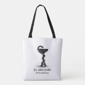 Black Snake Bowl Hygieia Medical White Caduceus Tote Bag (Achterkant)