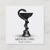 Black Snake Bowl Hygieia Medical White Caduceus Vierkante Visitekaartje (Voorkant)