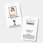 Black Snake Bowl Hygieia Medical White Foto ID Badge (Front & Back)