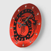 BLACK SNAKE DRAGON MET RODE PINKGEMSTONES GROTE KLOK (Hoek)