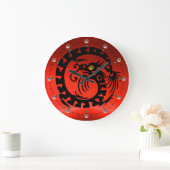 BLACK SNAKE DRAGON MET RODE PINKGEMSTONES GROTE KLOK (Huis)