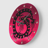 BLACK SNAKE DRAGON, PINK FUCHSİA GEMSTONES GROTE KLOK (Hoek)