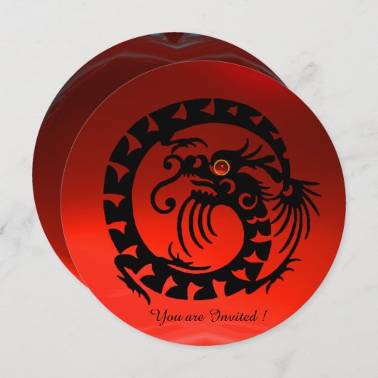 BLACK SNAKE DRAGON RED RUBY GEM STONE KAART (Voorkant / Achterkant)