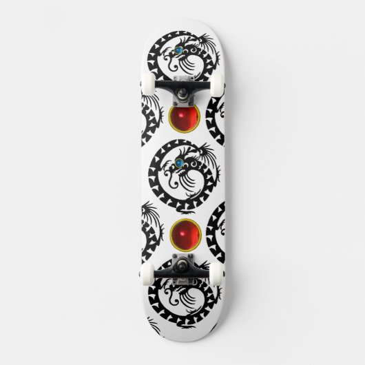 BLACK SNAKE DRAGON, Red Ruby Gemstenen Skateboard (Voorkant)