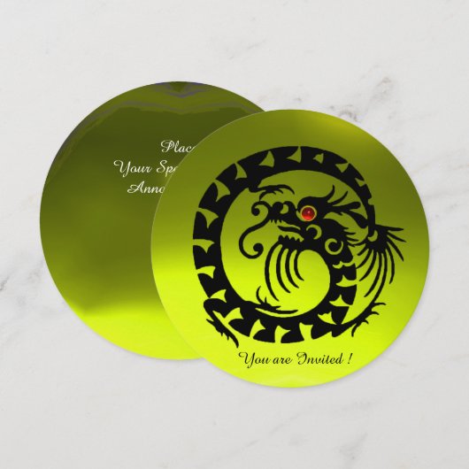 BLACK SNAKE DRAGON YELLOW TOPAZ GEM STONE KAART (Voorkant / Achterkant)