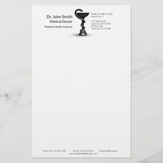 Black Snake Medical Bowl Hygieia White Caduceus Briefpapier (Voorkant)