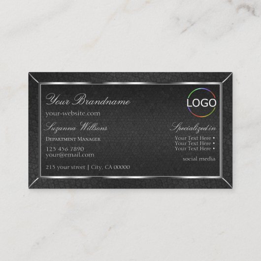 Black Snake Silver Decor met monogram en Logo Visitekaartje (Achterkant)