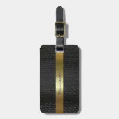 Black Snakeskin Digital Leather Gold Metal Bagagelabel (Voorkant verticaal)