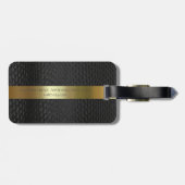 Black Snakeskin Digital Leather Gold Metal Bagagelabel (Achterkant horizontaal)