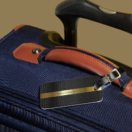 Black Snakeskin Digital Leather Gold Metal Bagagelabel