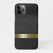 Black Snakeskin Digital Leather Gold Metal Case-Mate iPhone Case (Achterkant)