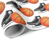 Black Sneakers And Basketball On White Cadeaupapier (Rol Hoek)