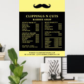 Black Snorhaar, Heren Kappers Prijslijst Poster (Thuiskantoor)