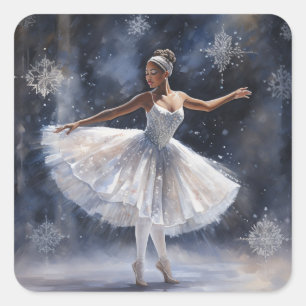 Black Snow Queen's sierlijke balletpose Vierkante Sticker