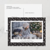 Black Snow Stars Believe Photo Feestdagenkaart (Voorkant / Achterkant)