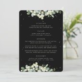 Black Snowberry + Eucalyptus 4 gangen bruiloft Menu (Staand voorkant)