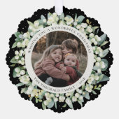 Black Snowberry+Eucalyptus Christmas Wreath Photo  Ornament Kaart (Voorkant)