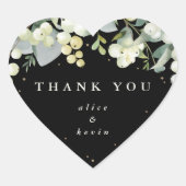 Black Snowberry+Eucalyptus Kerstmis Dank je Hart Sticker (Voorkant)